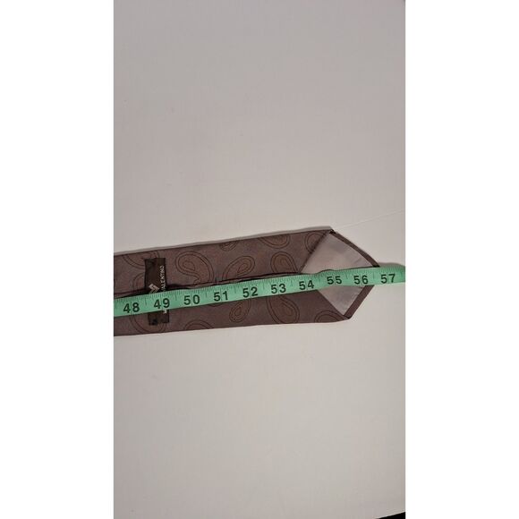 Vintage MARIO VALENTINO Italian Silk Neck Tie Brown Paisley Business Academia - Picture 4 of 4